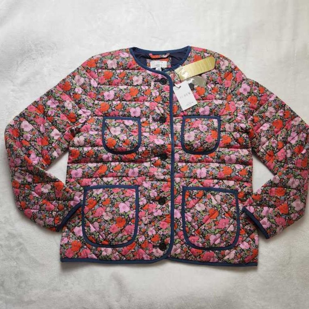 New women's S J Crew quilted lady jacket in Liberty Meadow Song floral - Picture 2 of 12